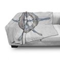 thumbnail image 3 of Nautical Soft Flannel Fleece Blanket, Illustration of a Wooden Ship Wheel over White Backdrop Sail Exploring Ocean Theme, Cozy Plush for Indoor and Outdoor Use, 60" x 80", Blue White, by Ambesonne, 3 of 6