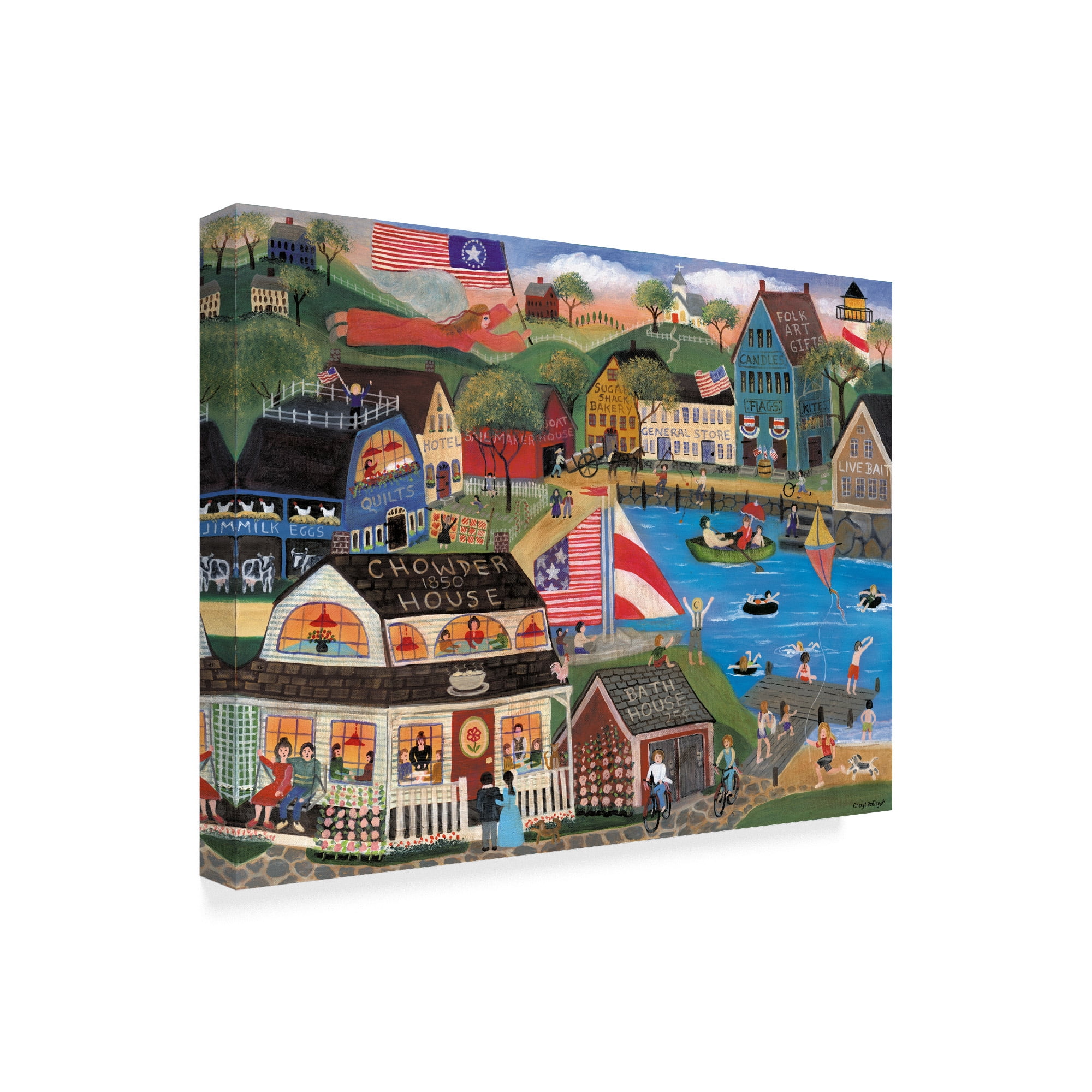 Trademark Fine Art 'Summertime Spirit Village ' Canvas Art by Cheryl Bartley