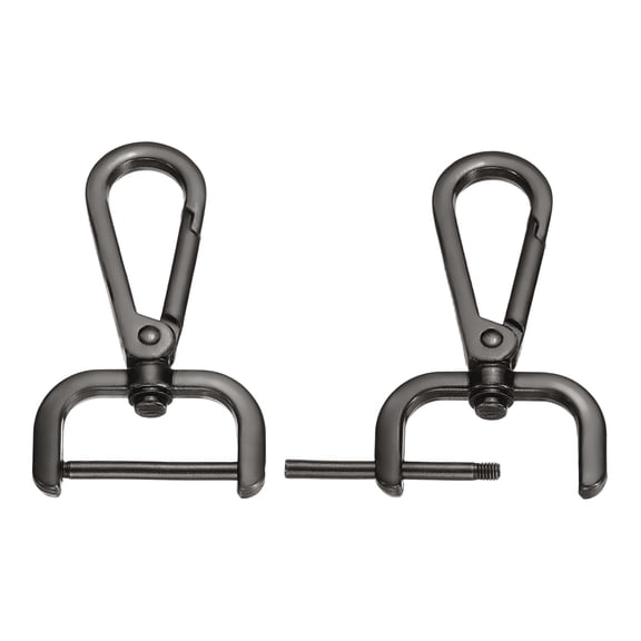 1 Inch Swivel Clasp Hooks, 2 Pcs Detachable Snap Hook for Bag Strap Purse Lanyard DIY Craft Hardware, Black