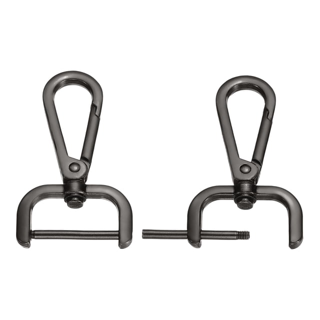 Ganchos de Cierre Giratorio de 1 Pulgada, 2 Pcs Gancho Desmontable para Correa de Bolsa, Lanyard, Manualidades de Hardware, Negro