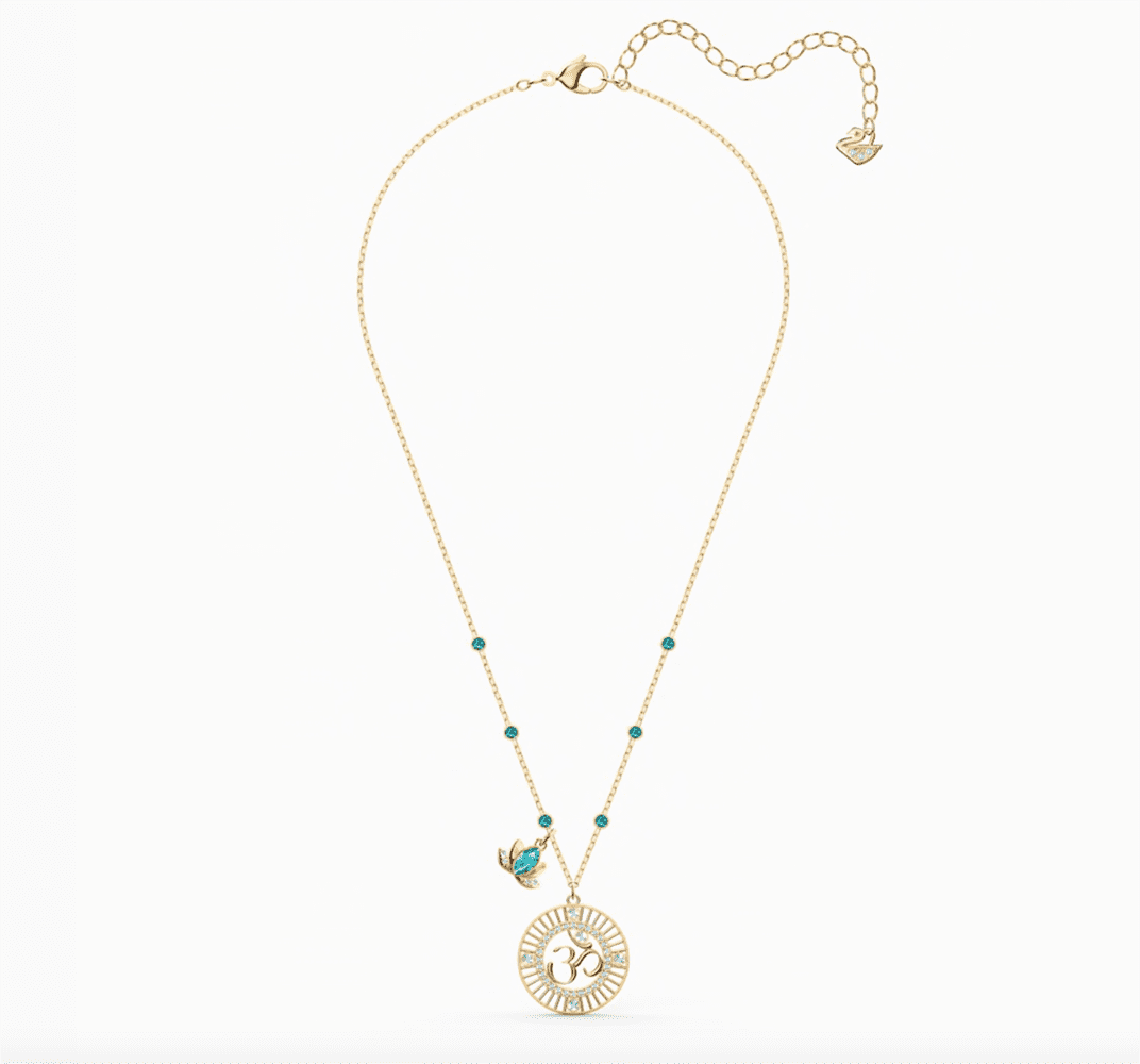 Swarovski SYMBOLIC LOTUS OM PENDANT Green Gold Tone 5521451