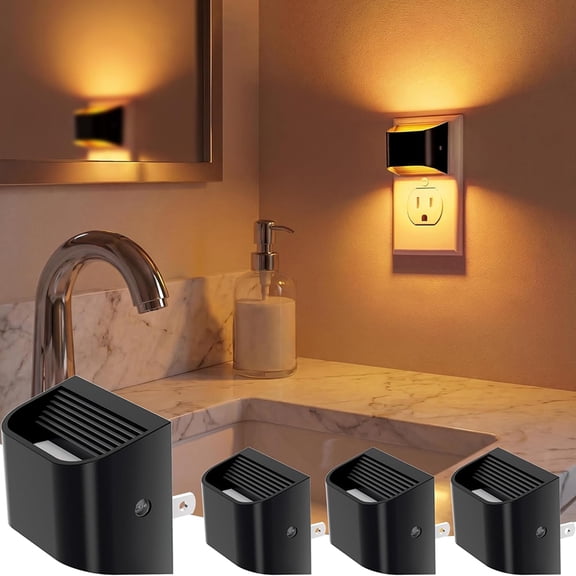 Plug in Night Lights, 4 Pack Auto Dusk to Dawn Plug into Wall Nightlight, Warm White, Bright LED Lights for Hallway,Bedroom, Kitchen, Stairway