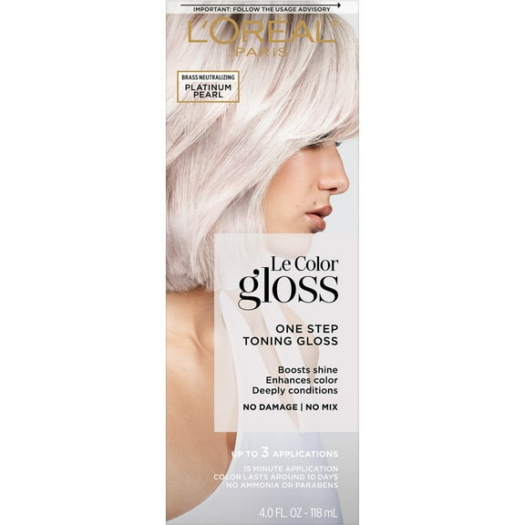 L'Oreal Paris Le Color Gloss One Step In-Shower Toning Gloss Hair Color, Platinum Pearl, 4 fl oz