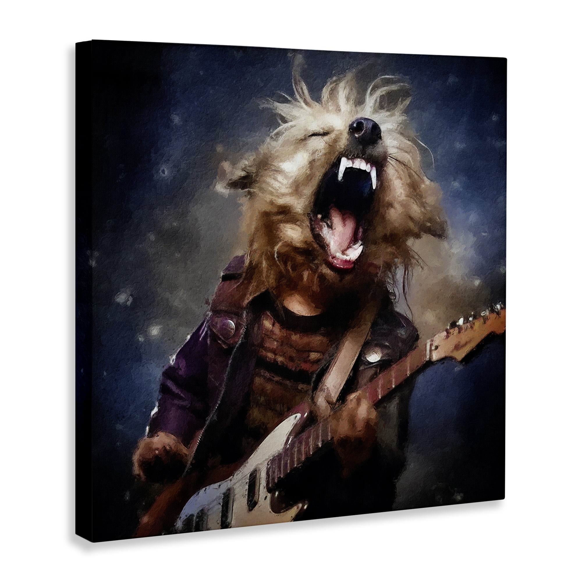 Stupell Industries Fun Musician Terrier Animals Painting Wrapped Canvas Art Print Wall Art, 36 x 36