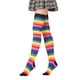 thumbnail image 2 of Sonducket Paquete de 2 calcetines a rayas de talla grande hasta el muslo, elasticidad, transpirabilidad, cómodos, cálidos, apariencia de moda, medias Medias arcoiris negro Sonducket AP008874-17, 2 of 6