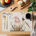 thumbnail image 2 of Easter Basket Gnome Placemats Set of 12, Vintage Pink Blue Eggs Branch Spring Floral Linen Texture Non-Slip Place Mats Washable Table Mats for Kitchen Dining Table Decorations Indoor/Outdoor, 2 of 9