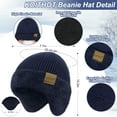 thumbnail image 2 of KOITHOT 3 Pcs Winter Beanie Hat with Ear Flaps Knitted Neck Warmer Touchscreen Gloves Set for Men Navy Blue, 2 of 6