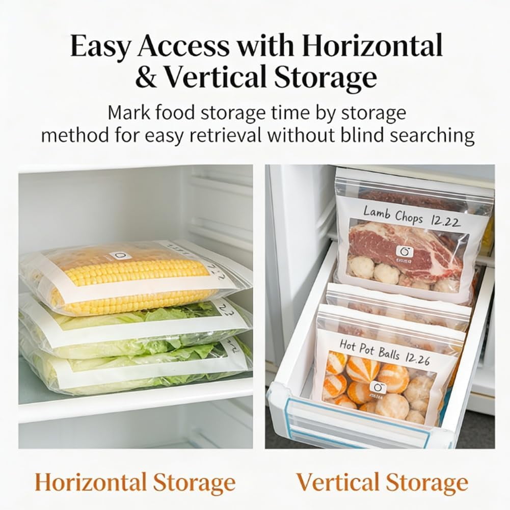 Food Grade Fresh-Keeping Bags, Reusable Slider Freezer Long Sealed Bag, Fridge Covers for Vegetables and Meat Bags, Plastic Produce Bag, Food Storage Bages for Fruit Vegetable Kitchen