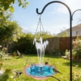 thumbnail image 4 of Solar Hanging Bird Bath Fountain, 18" Blue Glass Tray with 4 Nozzles, 2-in-1 Feeder, 4 of 6