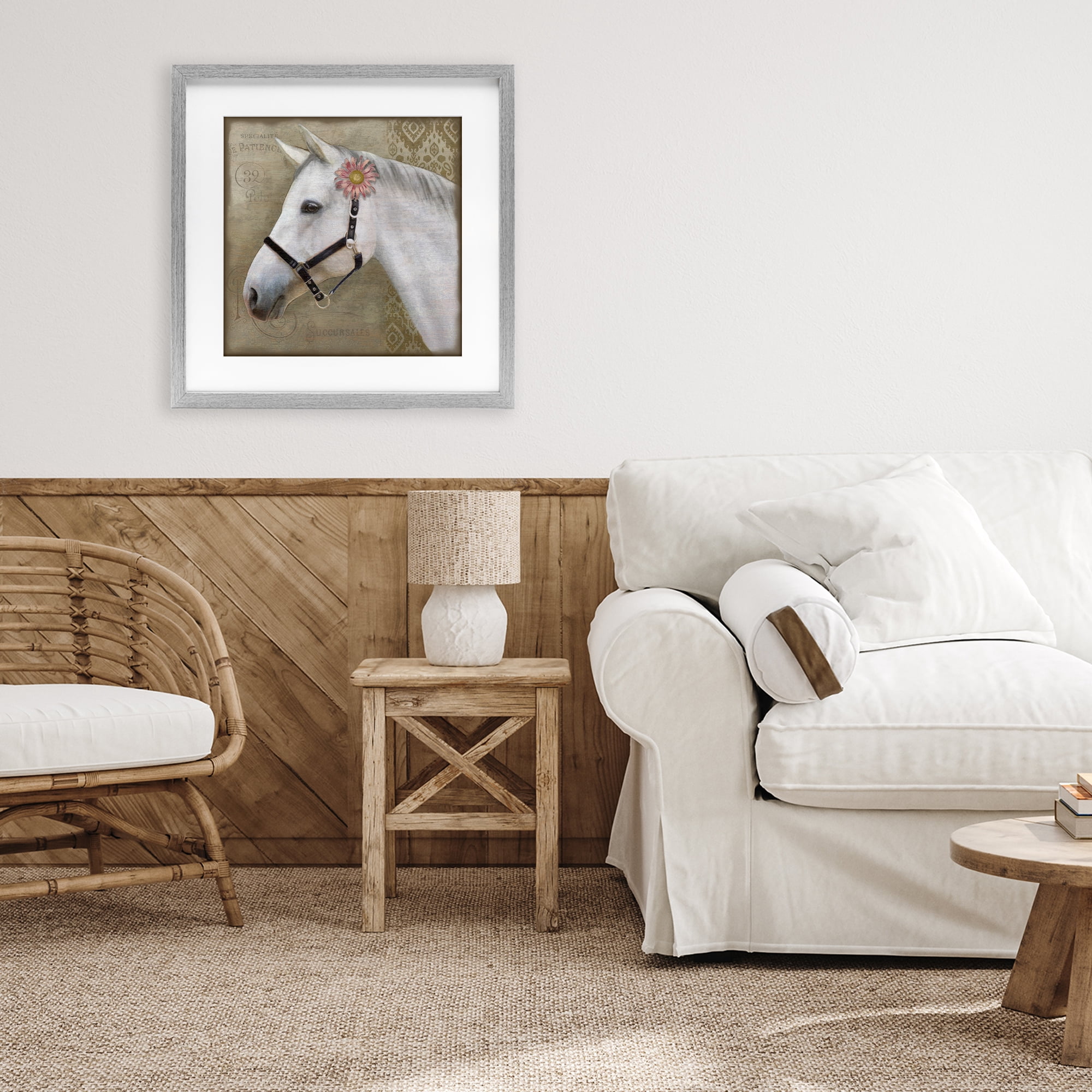 Stupell Industries Boho Barnyard Horse Gray Framed Print Under Glass, design by Suzanne Nicoll