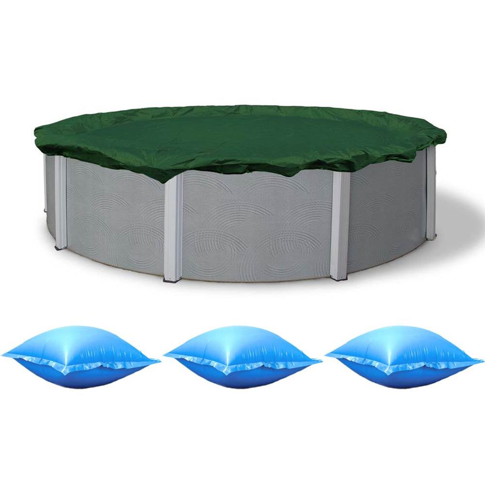 Swimline 30Foot Round RipStopper Pool Cover + 4x4 Feet Air Pillow (3 Pack)