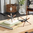 thumbnail image 3 of 6", 4"H Brown Wood Jack Sculpture with Black Metal Centers, by DecMode (2 Count), 3 of 9