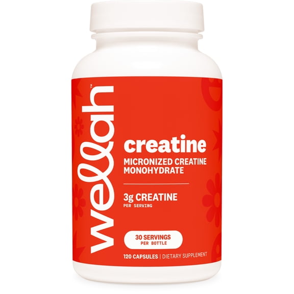 Wellah Creatine Monohydrate Capsules (3000 mg) 120 Capsules - Micronized Creatine, 30 Servings