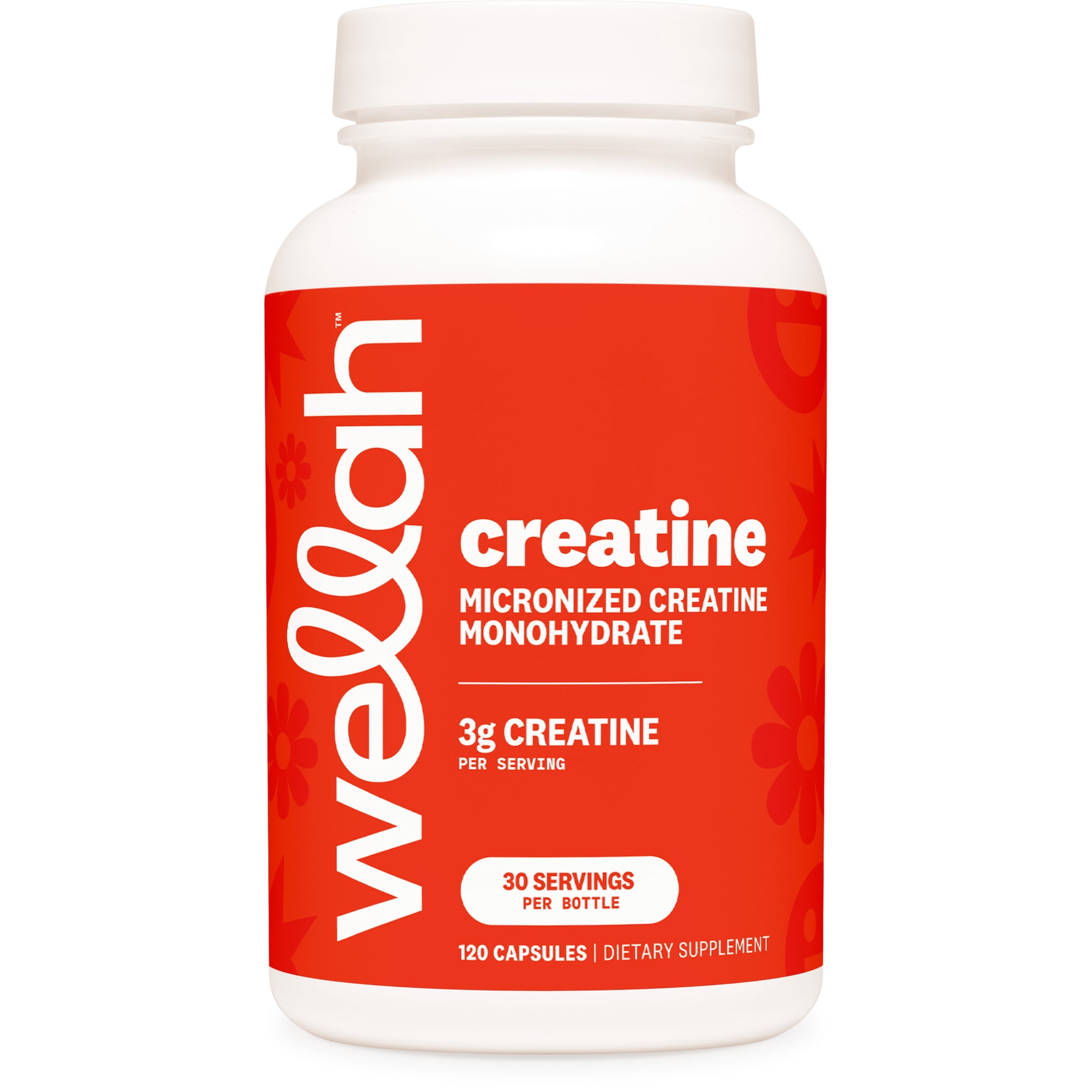 Wellah Creatine Monohydrate Capsules (3000 mg) 120 Capsules - Micronized Creatine, 30 Servings