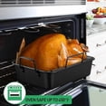 thumbnail image 6 of 14" Roaster Roasting Pan with Baking Rack and V-shaped Rack, Stainless Steel Rectangular Lasagna Pan with Handles for Turkey Chicken, Healthy & Dishwasher Safe, 3 Pieces, Black, 6 of 7