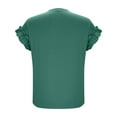 thumbnail image 6 of Scyoekwg Summer Short Sleeve Shirts for Women Dressy Casual Round Neck Solid Color Tunic Shirts Loose Blouses (Green,S), 6 of 7