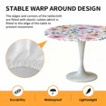 thumbnail image 6 of Pink Purple Flowers Elastic Fitted Round Table Cover Watercolor Flowers Waterproof Outdoor Tablecloth for Holiday Party, Picnic, Patio & Dining Fits Tables Up to 55"-60", 6 of 8