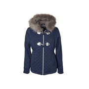 Limited Too Quilted structured fleece toggle jacket with fur trim hood (big girls)