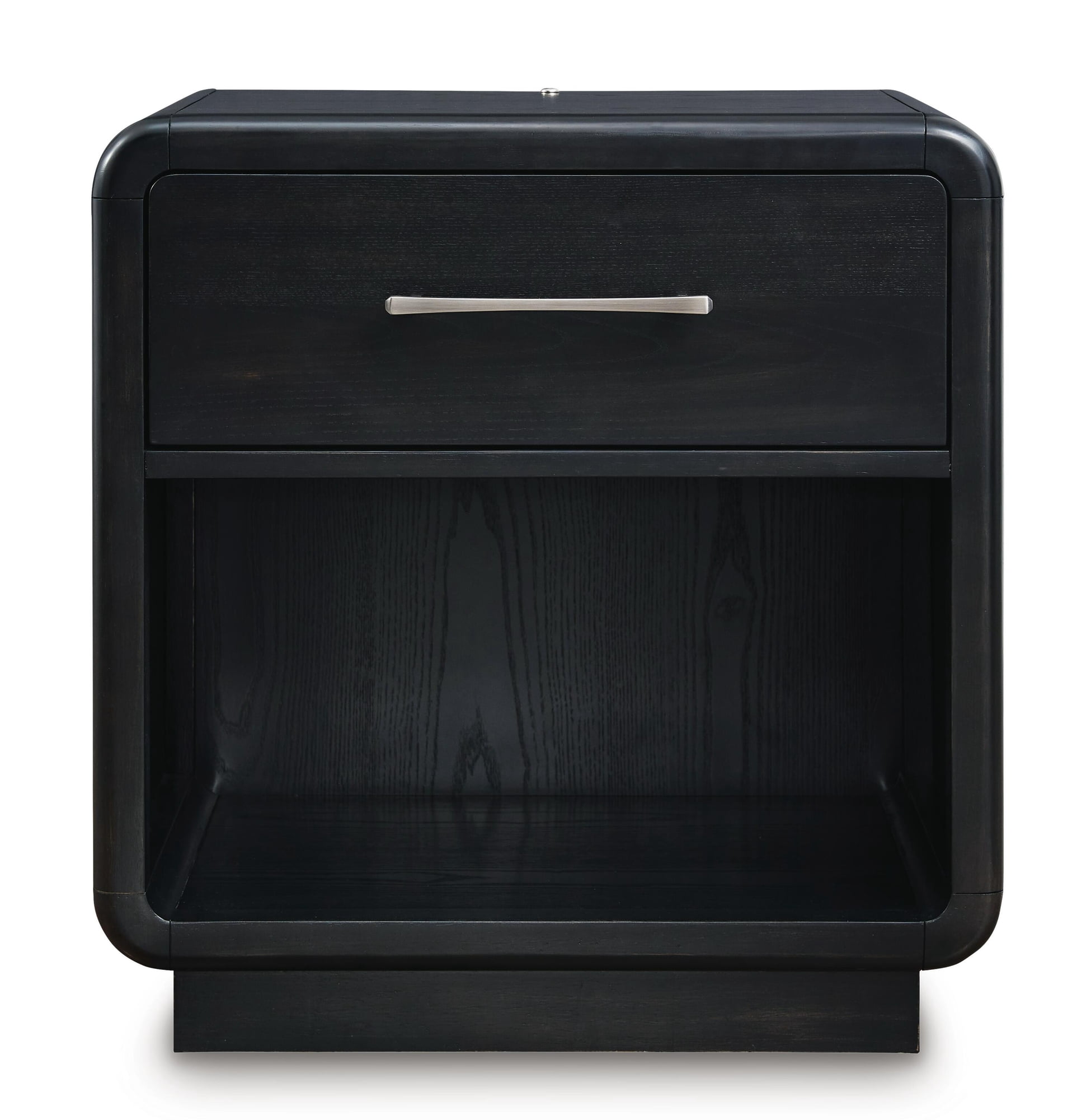 Signature Design by Ashley Rowanbeck 1-Drawer Nightstand, Black, Contemporary Bedside Table with LED Nightlight and USB Charging