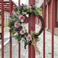 thumbnail image 5 of 24inch Spring Artificial Rose Wreath for Front Door, Pink Rose with Lavender and Decorative Bow, 5 of 9