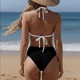 thumbnail image 5 of JoveMarine Women's Sexy Halter Bikini Set Two-Piece Swimsuit with Removable Padded Cups & Wire-Free Support for Summer Beach Vacation and Pool Party Black L, 5 of 7
