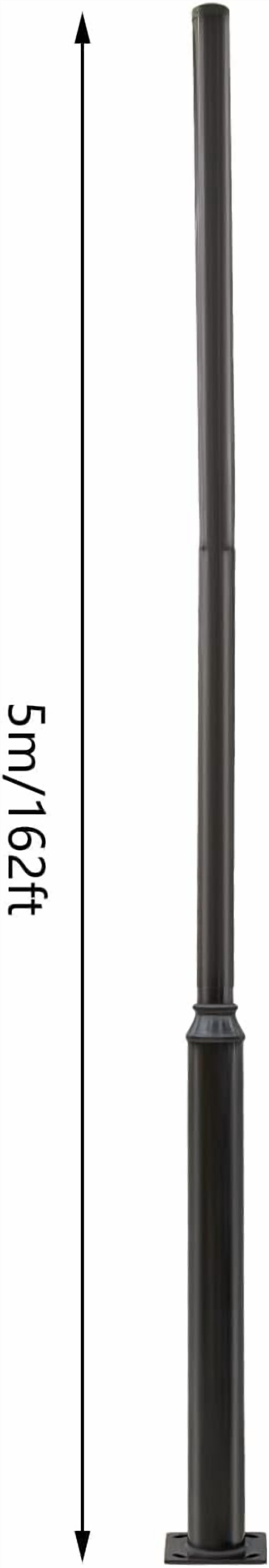 FOGGBET Metal Solar Lamp Post 16ft Tall Street Light Pole for Outdoor Light with Sturdy Base Solar Lights Split Pole for Courtyard Pathway Patio Flag Post (114mm+76mm)