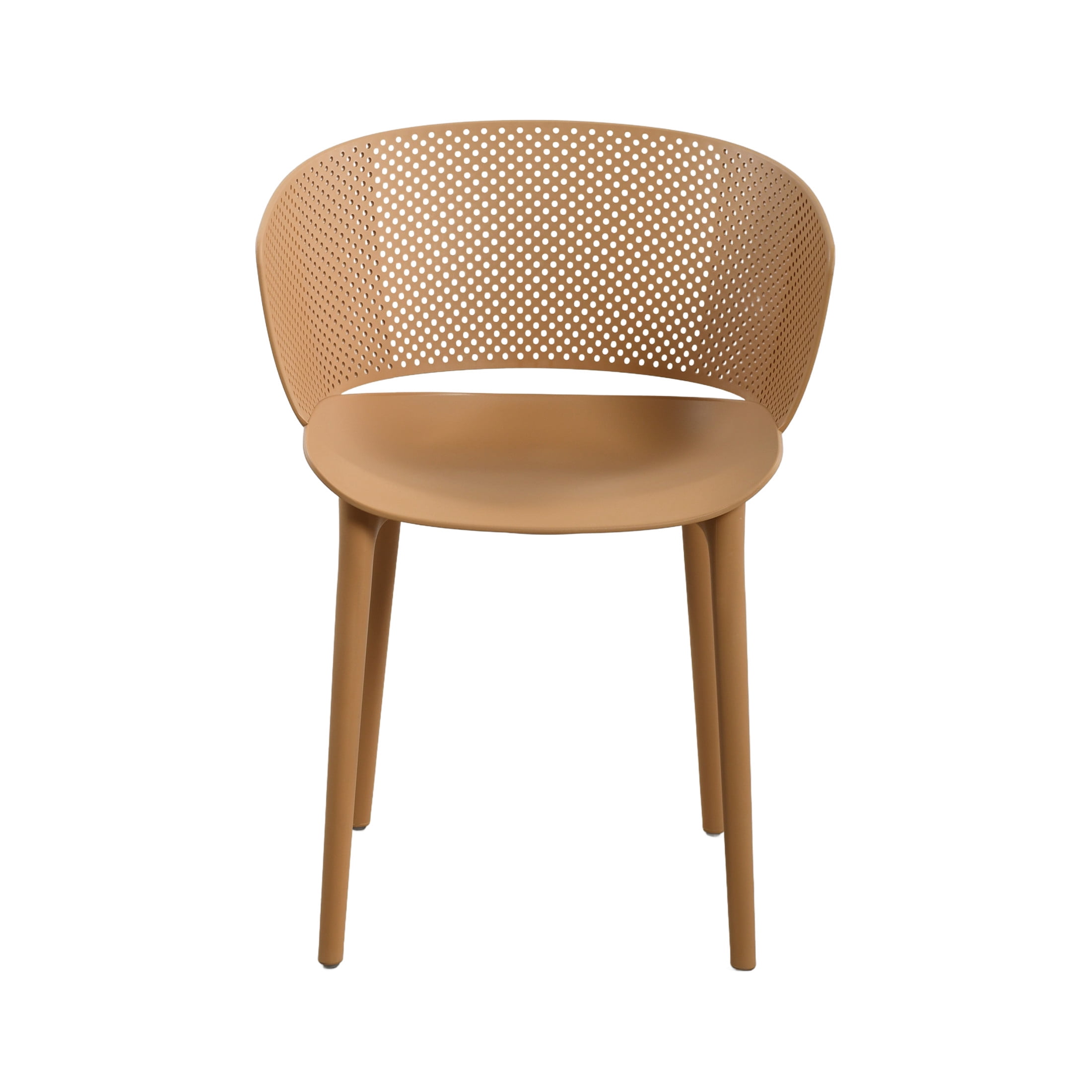 Christopher Knight Home Modern Outdoor Plastic Round Back Dining Chairs Set of 2, Brown Yellow