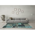 thumbnail image 3 of Ahgly Company Indoor Round Patchwork Light Blue Transitional Area Rugs, 7' Round, 3 of 4