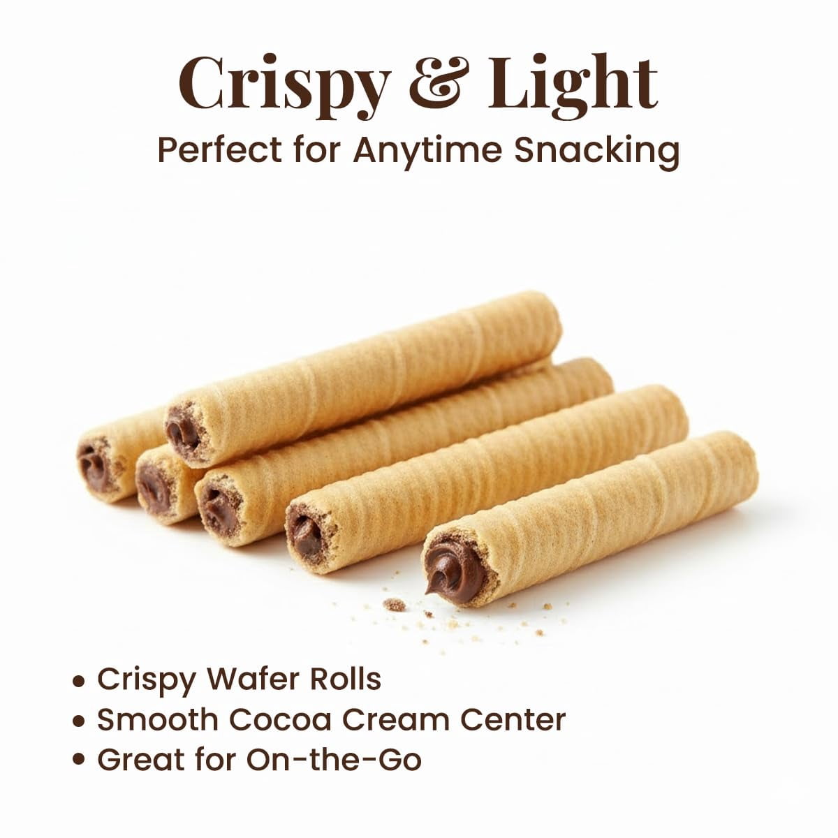 2 Pack - Sweet+Plus Sugar-Free Cocoa Wafer Rolls - Delicious Crispy Wafer Sticks Filled with Chocolate for Healthy Snacking & Daily Tea Time Routine 10oz