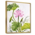 thumbnail image 4 of Single Vintage Pink Lotus Flower With Green Leaves 30 in x 40 in Framed Painting Canvas Art Print, by Designart, 4 of 5