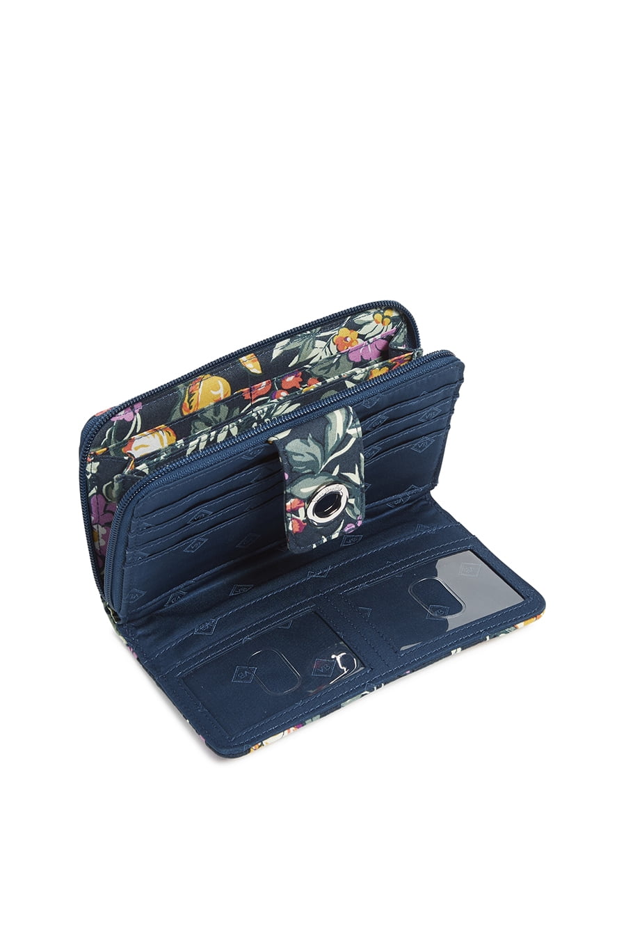 Vera Bradley RFID Cotton Turnlock Wallet, Enchantment, 12 Card