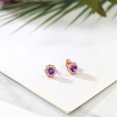 thumbnail image 4 of Gem Stone King 1.18 Ct Round Purple Amethyst 18K Rose Gold Plated Silver Earrings, 4 of 4