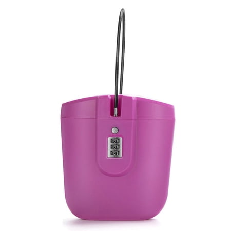 Security Sports Storage Box Portable 3-Digit Combination Lock Box Beach Bucket Steel Wire Password Box PINK