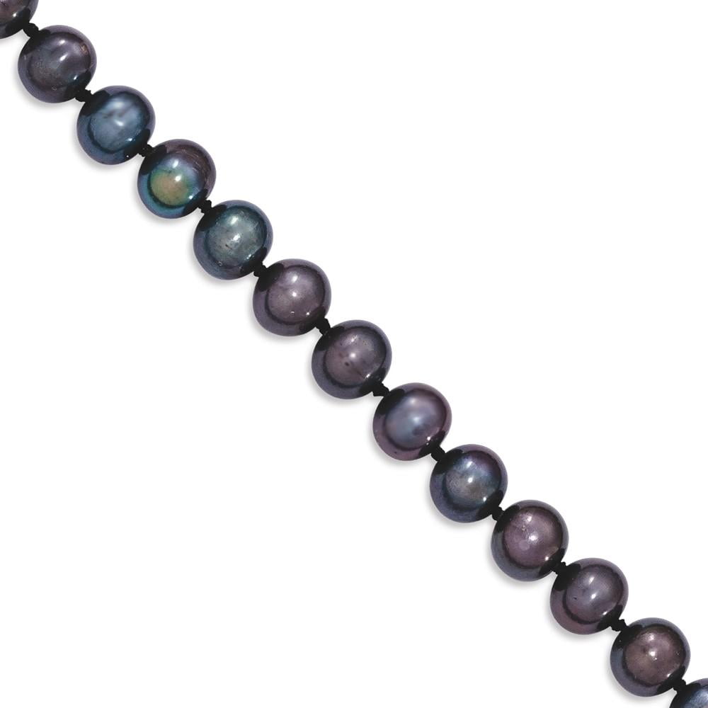 IceCarats 14k Yellow Gold 7mm Black Freshwater Cultured Near Round Pearl Chain Necklace Fine Jewelry Ideal Mothers Day... by IceCarats