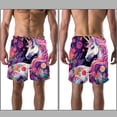 thumbnail image 3 of luoweisi Men's Beach Shorts Quick Dry Swim Trunks with Mesh Lining Unicorn L, 3 of 5