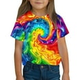 thumbnail image 6 of qolati Kids Tie-Dyed T-Shirt Boys Girls Hippies Color Block Print Tshirt Casual Loose Fit Short Sleeve Crewneck Basic Tees Tops, 6 of 9