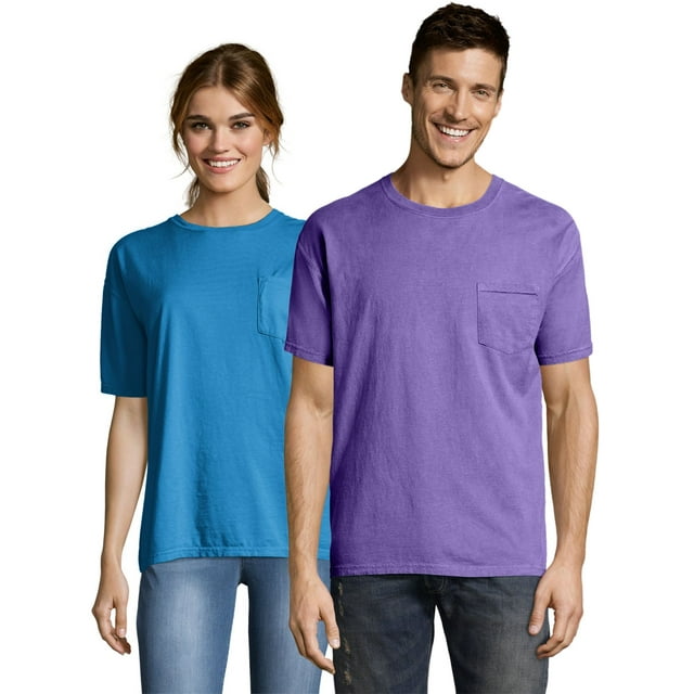 Hanes Mens ComfortWash Garment Dyed Short Sleeve Pocket Tee, XL, Lavender