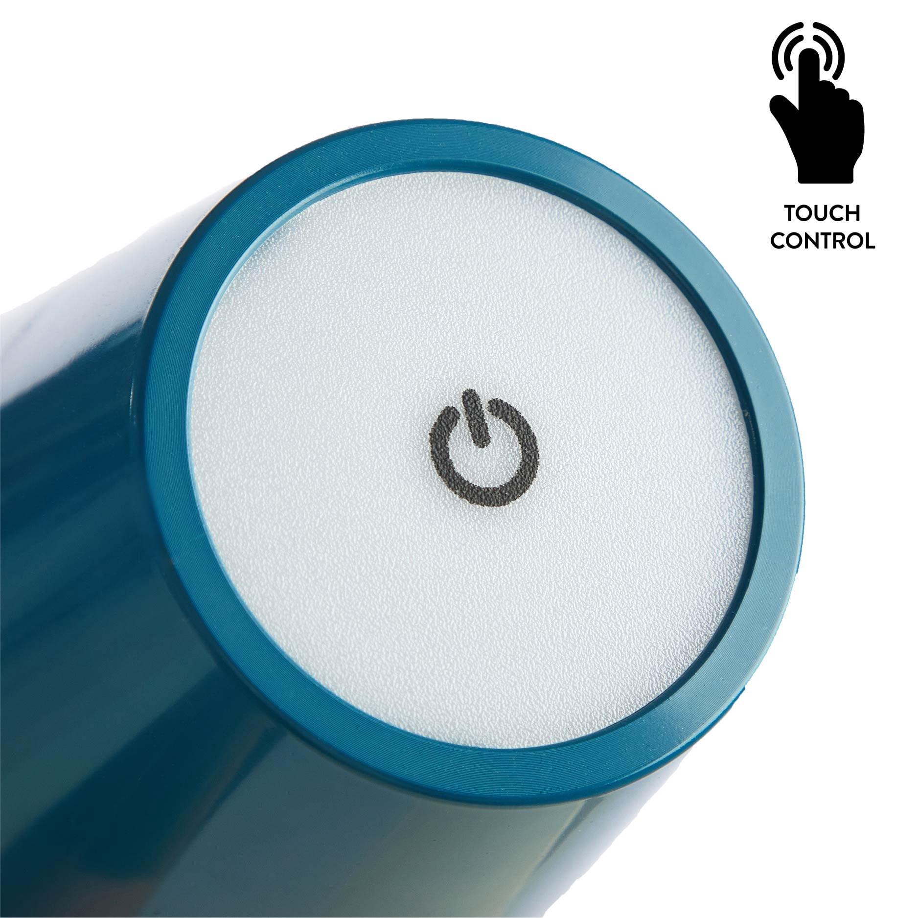 Mainstays 13-inch Rechargeable Table Lamp with Corsair Blue Finish and Touch Dimming Control