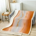 thumbnail image 2 of Gradient Orange and Greyish White Throw Blanket 40"x50",Silver Foil Print Wave Striped Fleece Blanket Ombre Blanket,Abstract Art Room Decor Aesthetic, 2 of 4