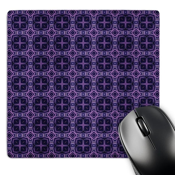 3dRose, Shades of purple abstract geometric squares and diamonds pattern, MousePad