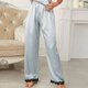 thumbnail image 2 of Pijama de manga larga Gibobby botones Pantalones de pijama mujer Lencería Satén aqua M, 2 of 4