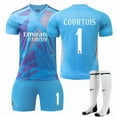 thumbnail image 1 of Haute Qualité!-- 2425 Real Madrid Maillot de Football Bleu 1 COURTOIS, 1 of 2