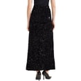 thumbnail image 4 of INSPIRE CHIC Women's Sparkle Skirt Elastic High Waist Sequin Velvet Maxi Skirt L Black, 4 of 6