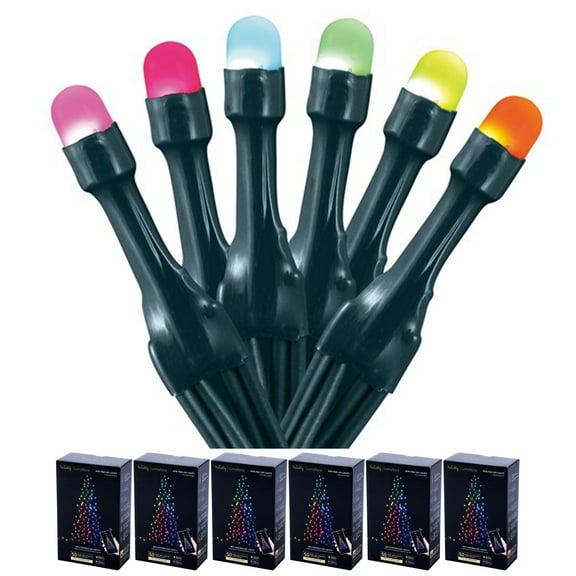 Home Heritage Luminations Christmas Holiday Party Lights, Twinkly App Control, 16.3' Wrapped Dome, 50 RGB LEDs (6 Pack)