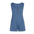 thumbnail image 4 of Summer Sleeveless Women Waffle Button-Down Jumpsuit Casual Shorts With Pockets, 4 of 5