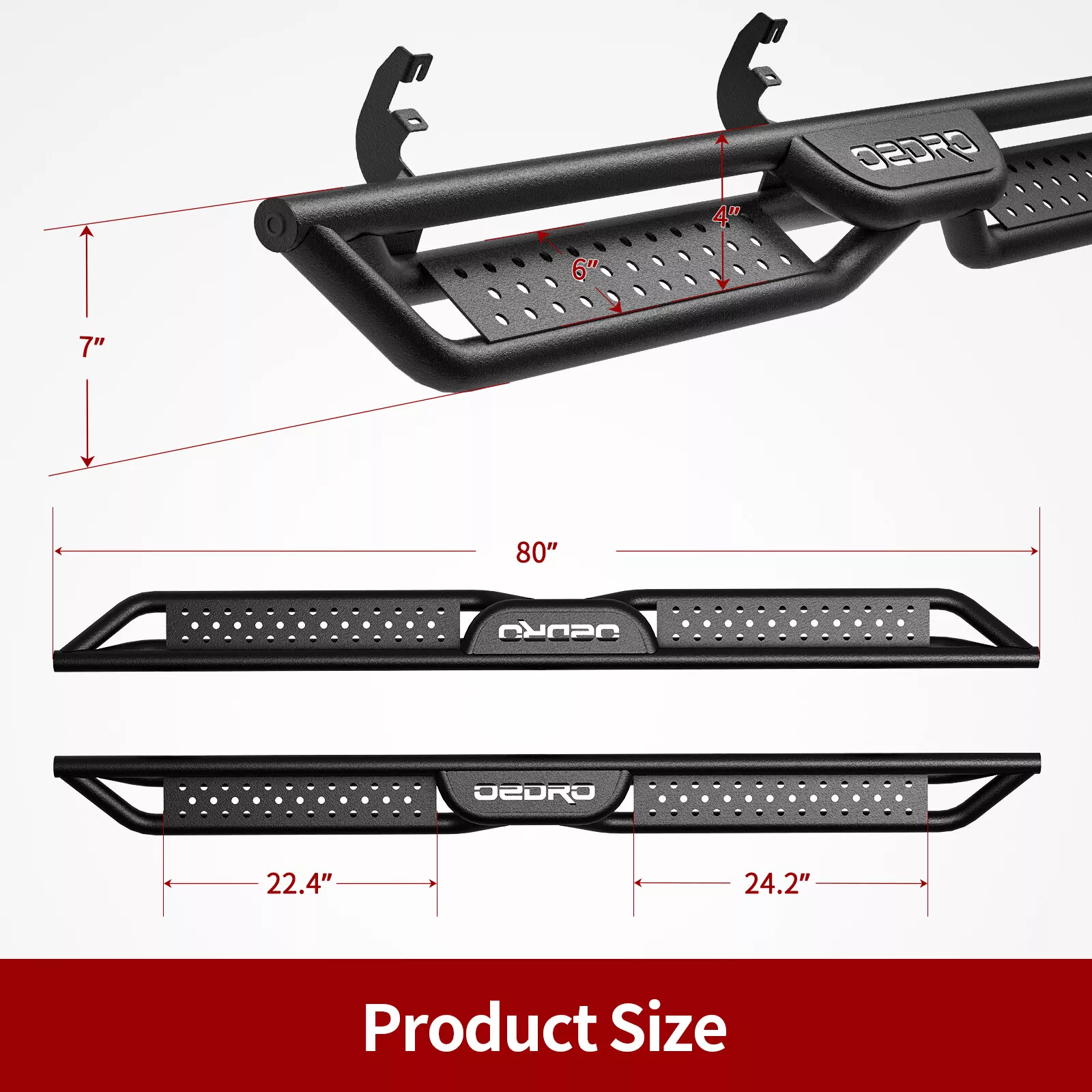RVNI 6" Running Boards for 2015-2023 2024 Chevy Colorado Canyon Crew Cab Bolt-on Side Step Steel