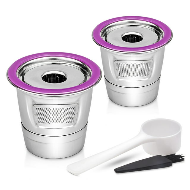 Reusable K Cups, Stainless Steel Universal Compatibility Refillable Capsule for Keurig 1.0 2.0 Coffee Maker, Eco-Friendly Dishwasher Safe Coffee Filter (2Pack)