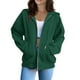 thumbnail image 1 of sudadera con capucha y cremallera de manga larga de color sólido de moda casual para mujer verde oscuro / l, 1 of 5