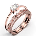 thumbnail image 3 of Beautiful Minimalist 1.70 Carat Baguette Cut Diamond Moissanite Engagement Ring, Classic Wedding Ring in 925 Sterling Silver With 18k Rose Gold Plating, Trio Set, Matching Band, 3 of 4