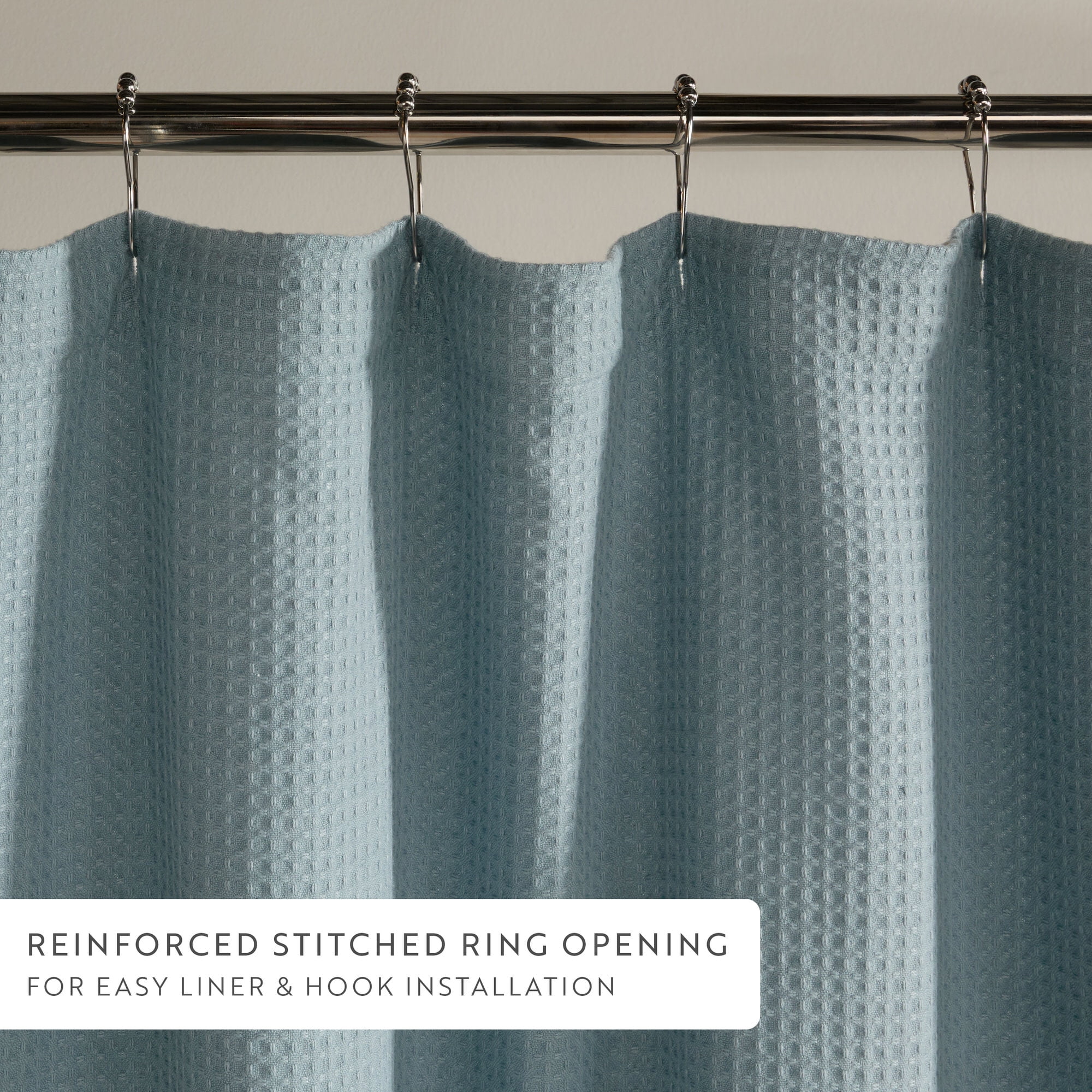 Cotton Blend Waffle Shower Curtain by Comfort Canopy, 72" x 72", Light Blue
